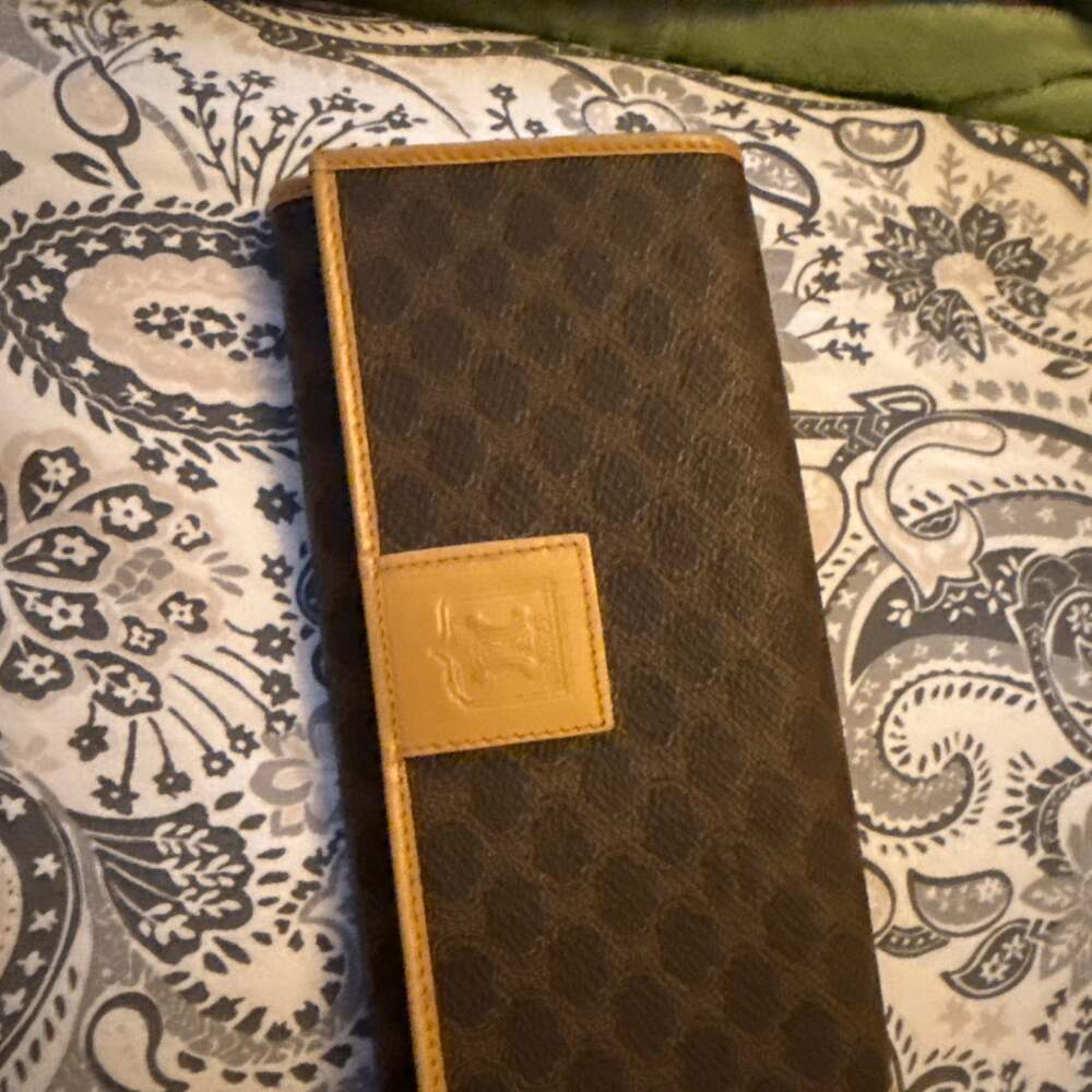 Celine Logo Canvas Flap Long Wallet Brown,